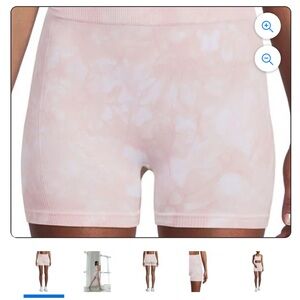 Beige and White Tie Dye Bike Shorts